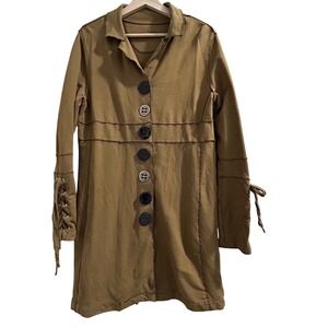 Neon Buddha Long Sleeve Button Front Jacket Women's Medium Lace Up Cuffs